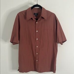 Dockers Brown Casual Button Down Shirt Size L Neck 16.5